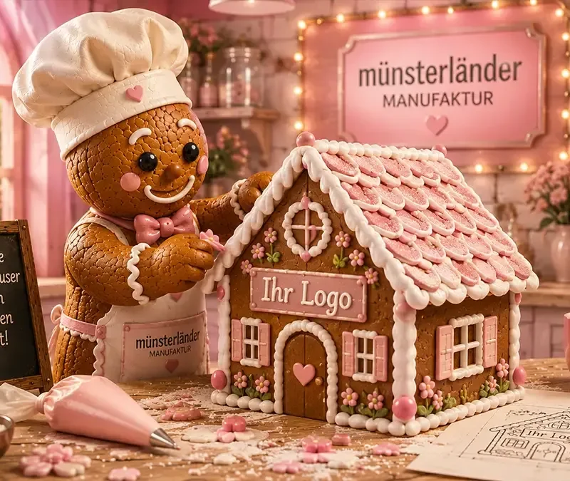 Muensterlaender marzipan manufaktur lebkuchenhaus mit logo