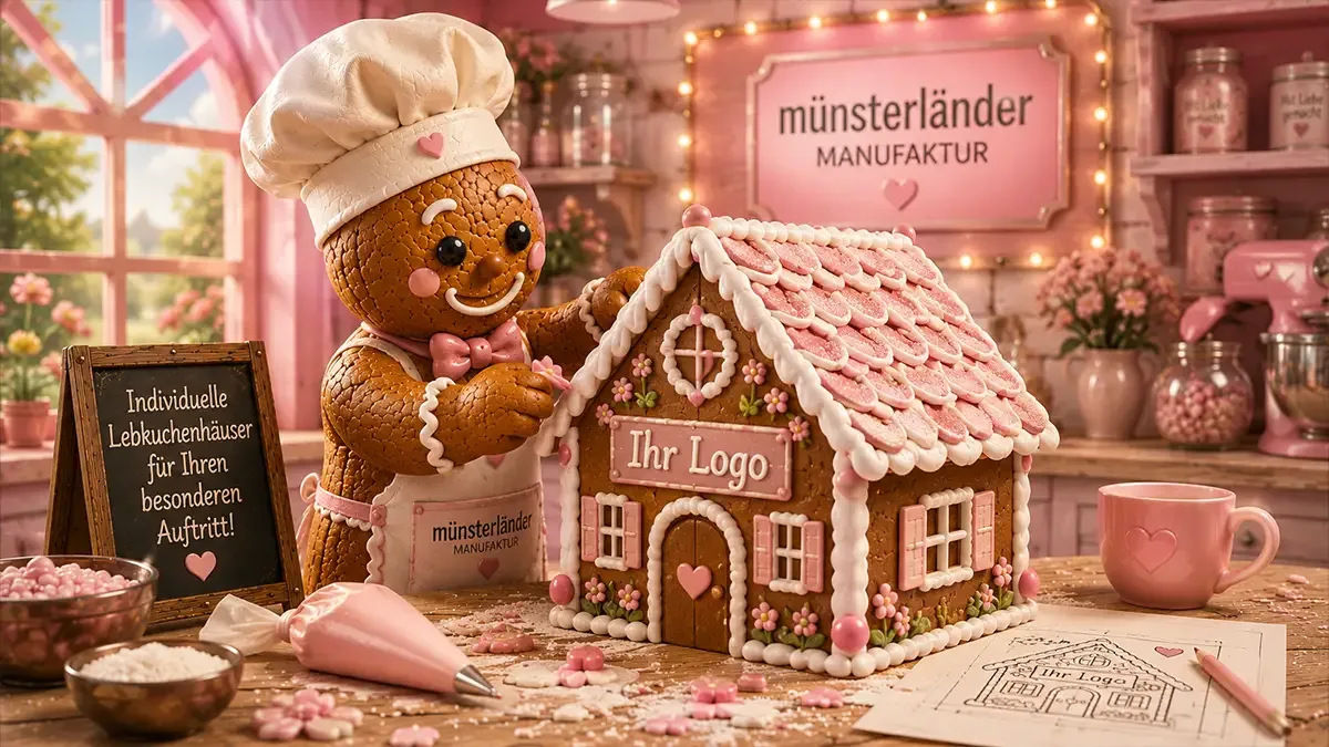 Muensterlaender marzipan manufaktur lebkuchenhaus mit logo